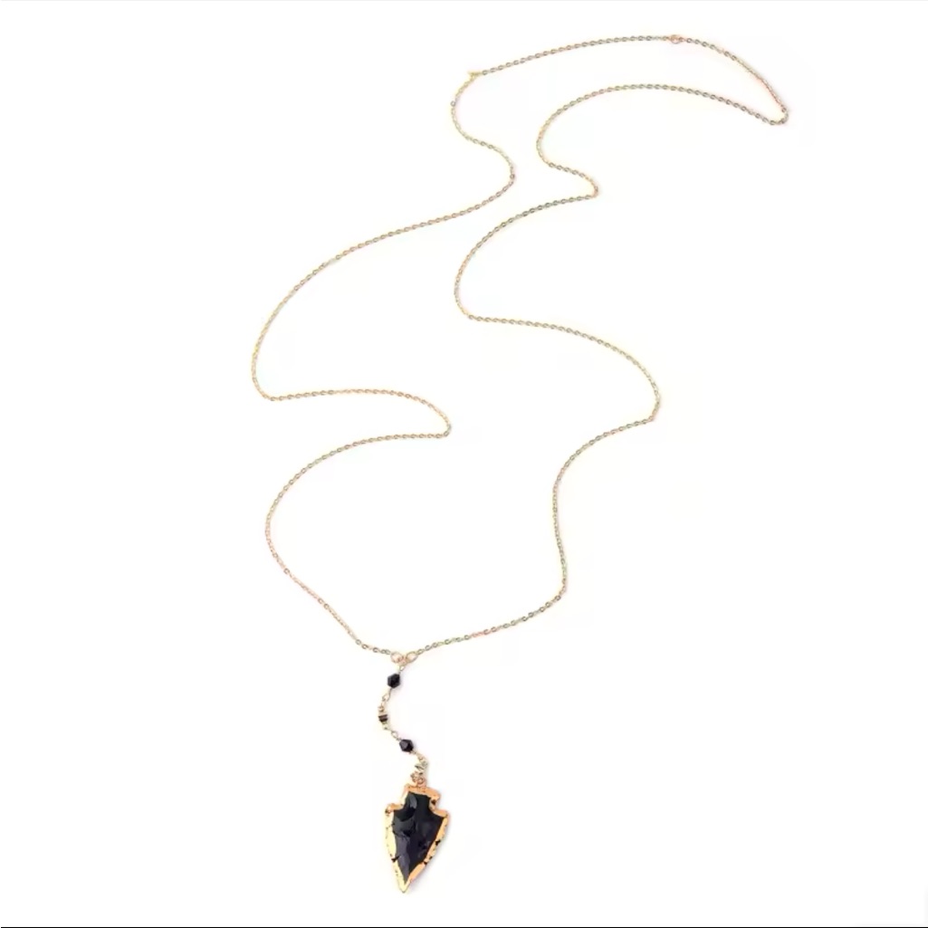 Black Stone Arrowhead Necklace